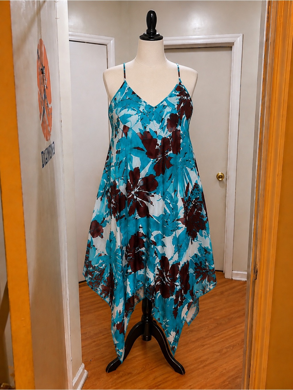 T.J.Maxx Teal & Brown Floral Maxi Dress - Picture 4 of 4